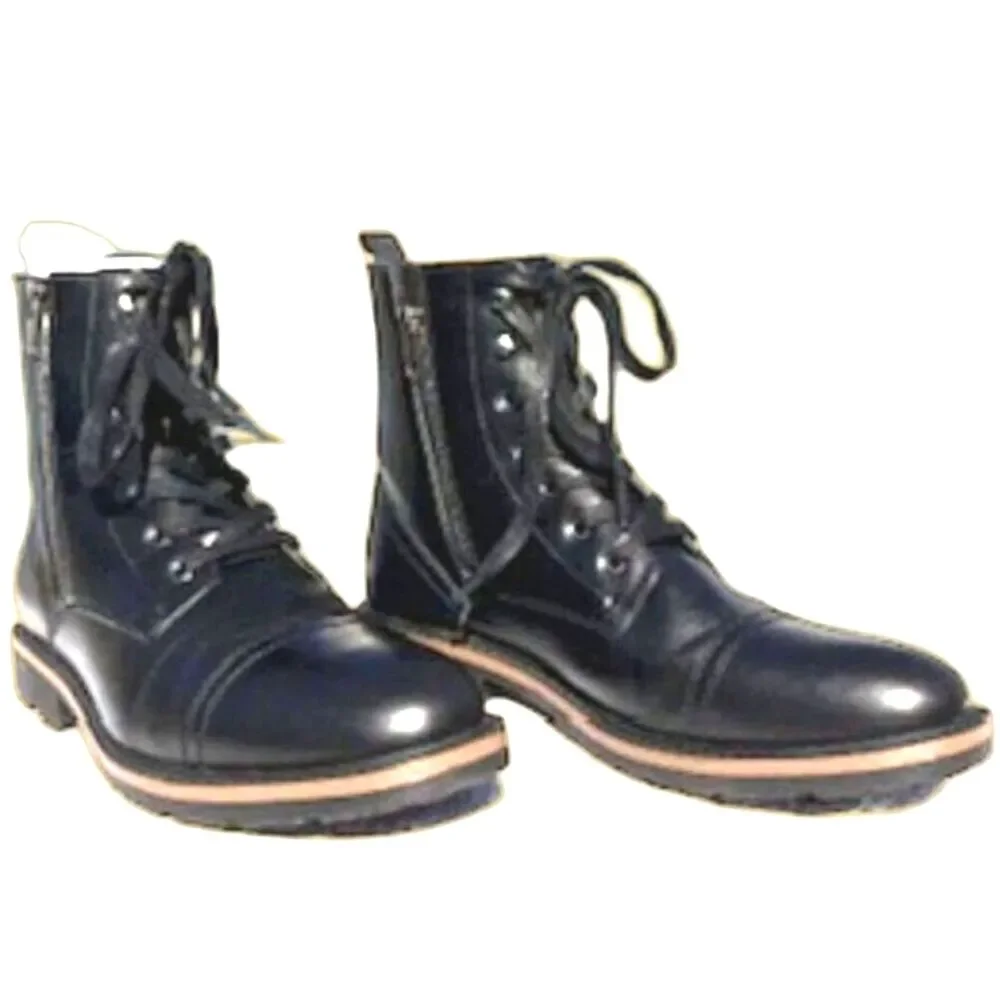 Size: 11.5 Captain Leather Boots Chrome Leather Black Thursday {Unlisted} In Box